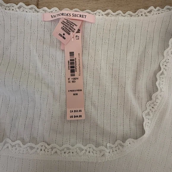 NWT VICTORIA'S SECRET Pointelle Modal Long-Sleeve & Shortie Set / Size Medium - Picture 9 of 12